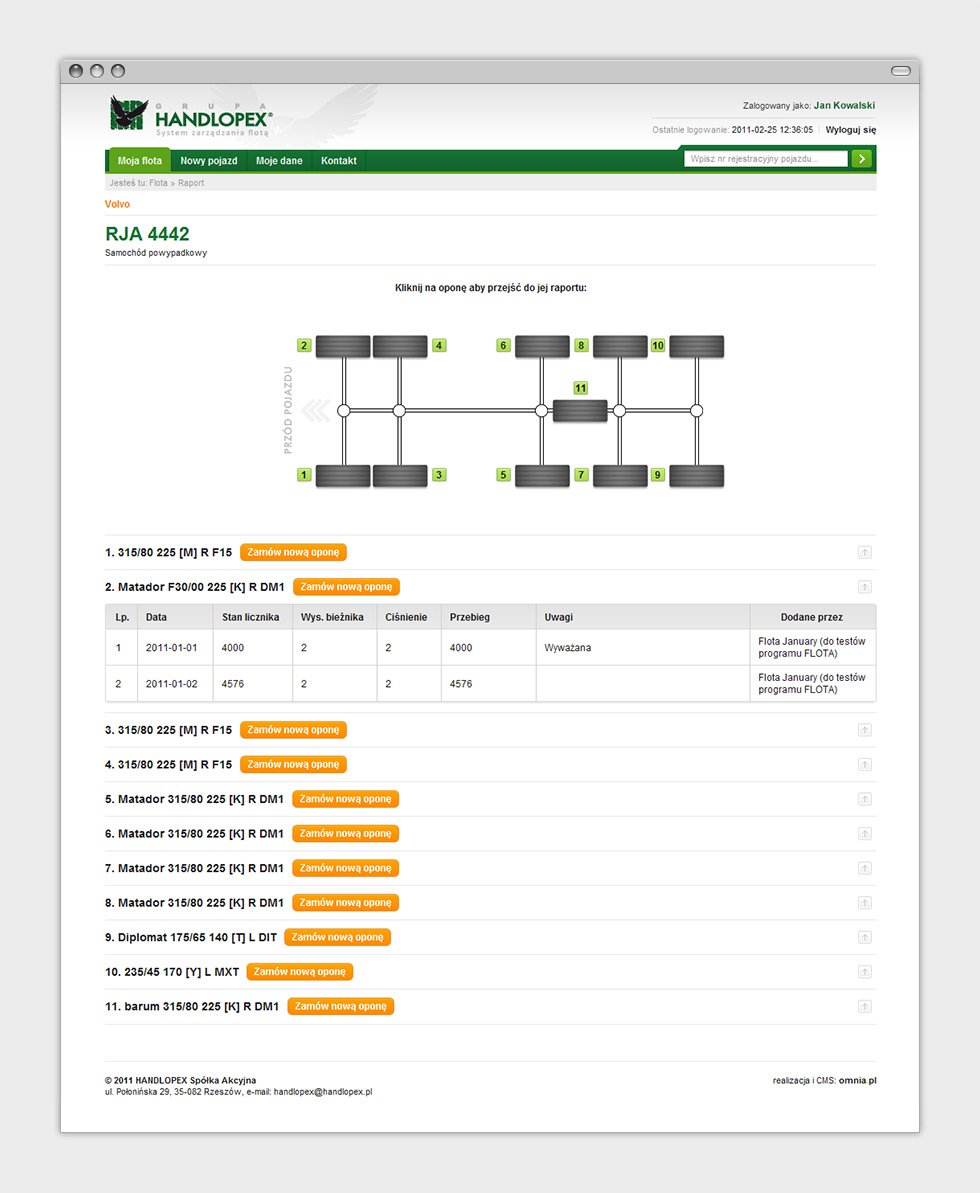 Floty Handlopex projekt aplikacji dedykowanej do zarządzania oponami klientów - raport.
